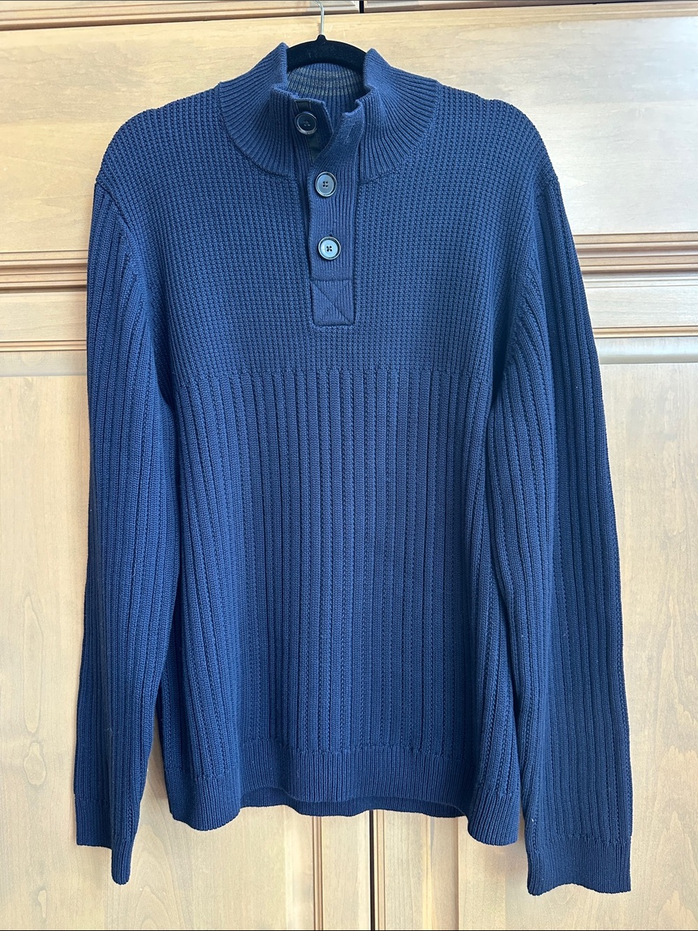 Calvin Klein Men's Navy Ribbed Button Pullover